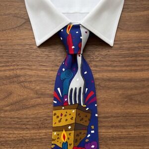 Vintage 1968 The Beatles Birthday Silk Tie Manhattan Menswear Group Navy Graphic